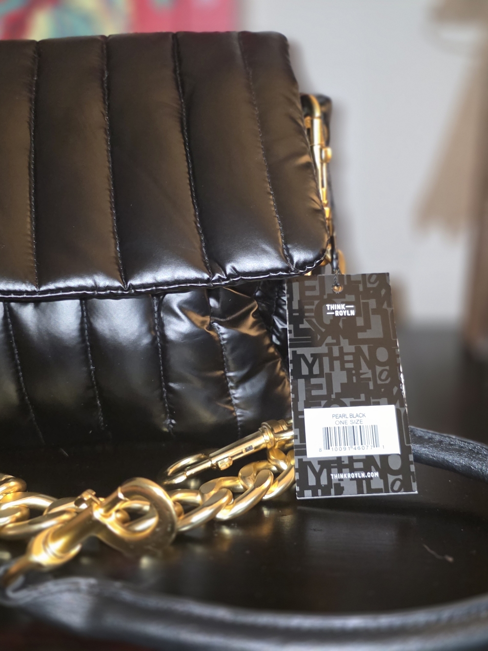 Think Royln Pearl Black Quilted Chain Shoulder Bag (3 Different Straps )